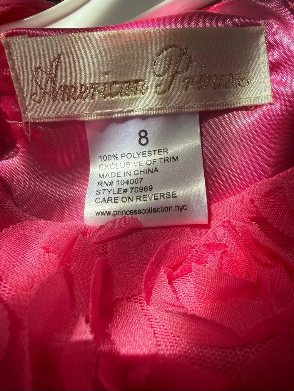 American Princess Hot Pink Floral Bodice Ruffle Dress with Satin Bow